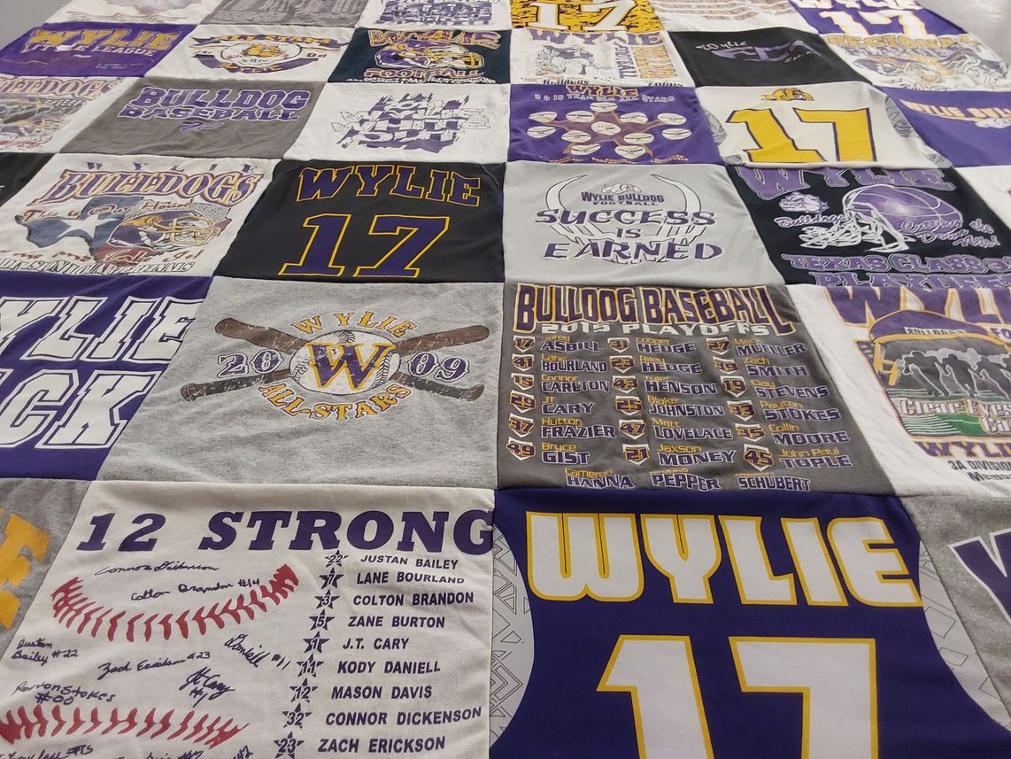 T-shirt quilt featuring wylie bulldogs baseball by John from TX