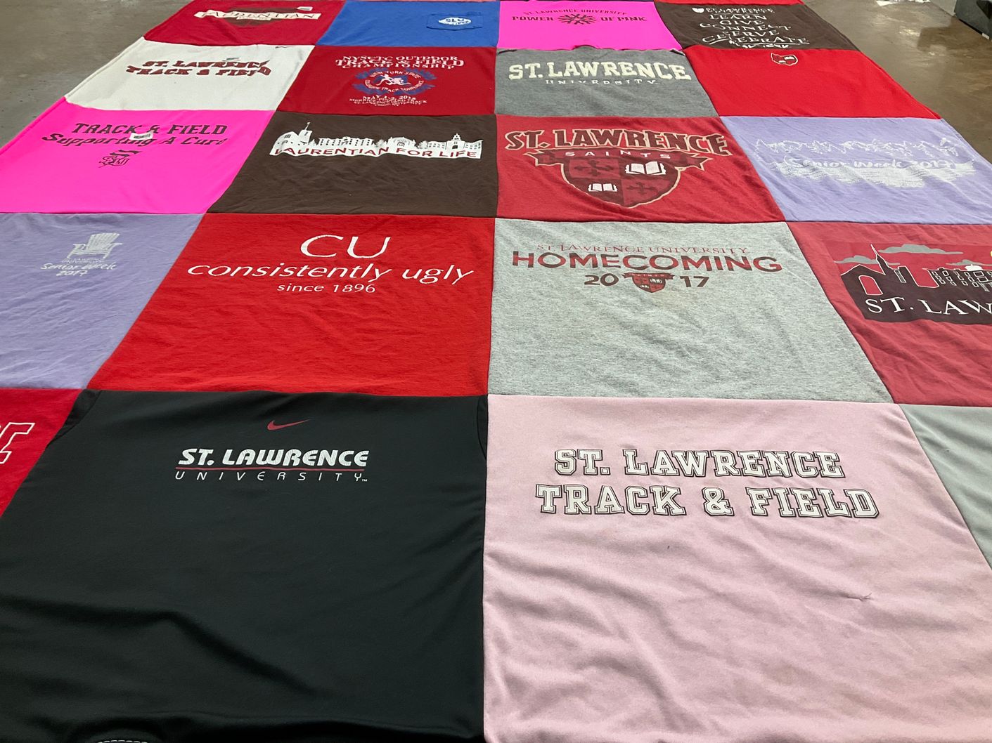 T-shirt quilt featuring st. lawrence university track & field by Hannah from NY