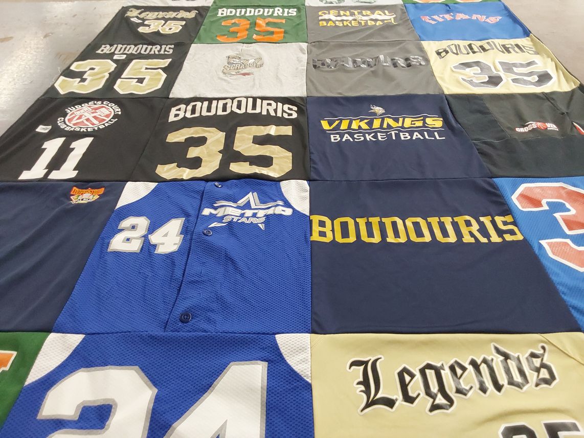 T-shirt quilt featuring vikings basketball by Deborah from MI