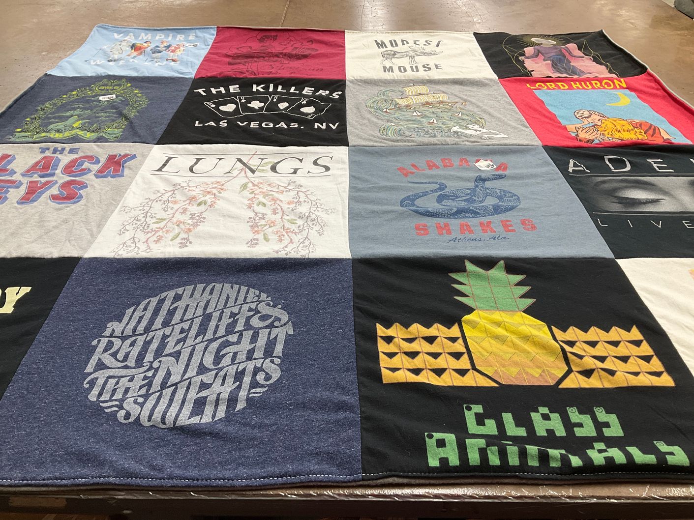 T-shirt quilt with music, bands themes by Danielle from MD