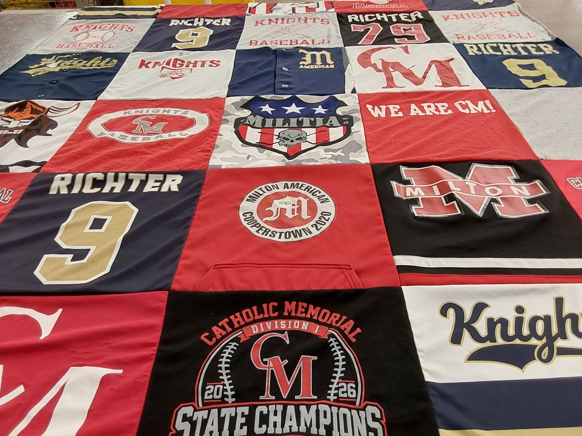 T-shirt quilt featuring milton high school baseball, milton high school knights by Elizabeth from MA