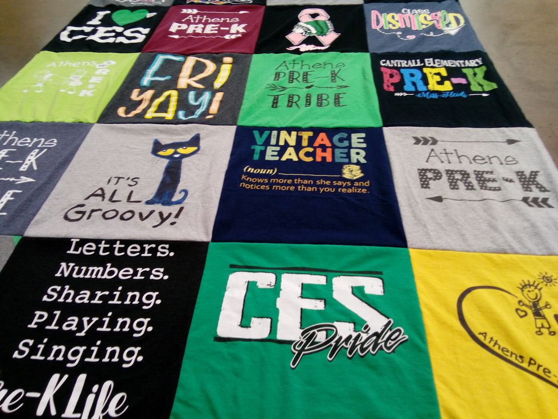 T-shirt quilt from athens pre-k, cantrell elementary school by Heidi from IL