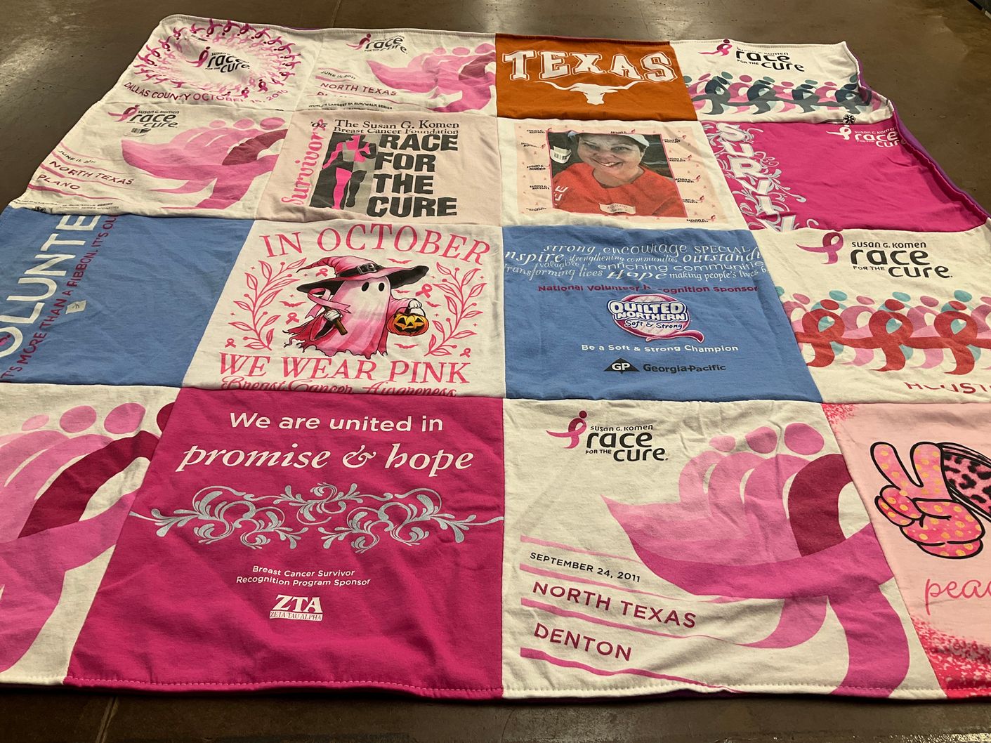 T-shirt quilt from university of texas by Sid from TX