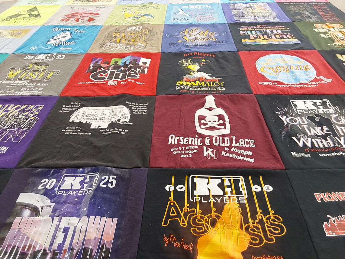 T-shirt quilt with theater, performance themes by Gregory from MO