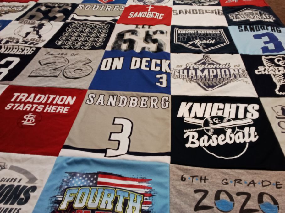 T-shirt quilt featuring knights baseball by Madeline from IN