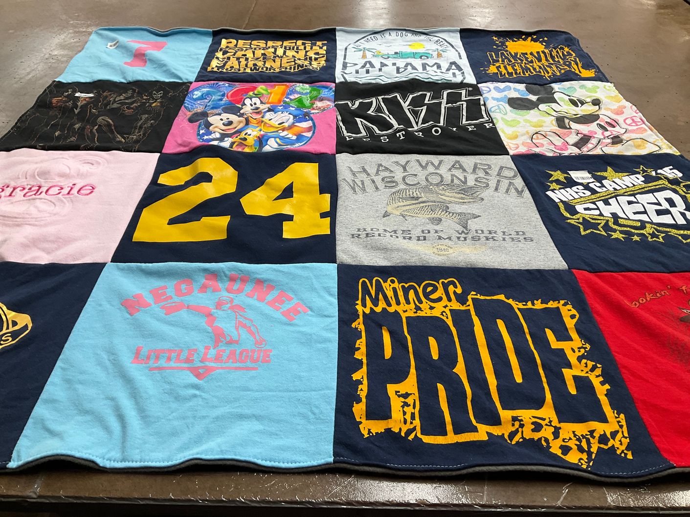 T-shirt quilt from negaunee high school, hayward high school by Jodi from MI