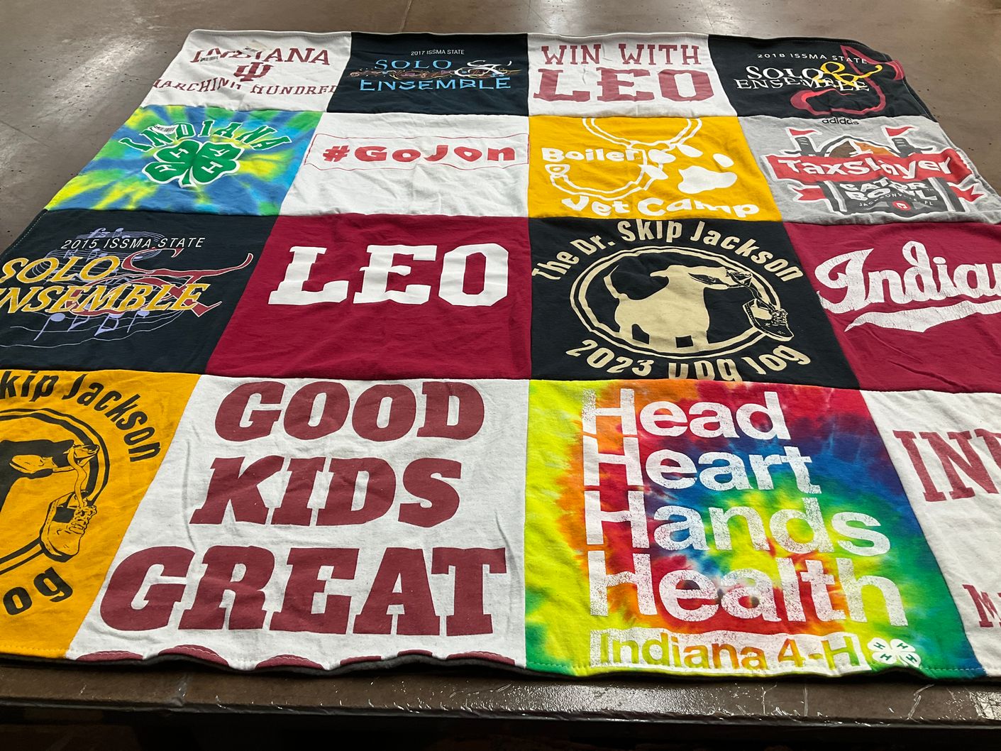 T-shirt quilt featuring leo band by Sarah from MI