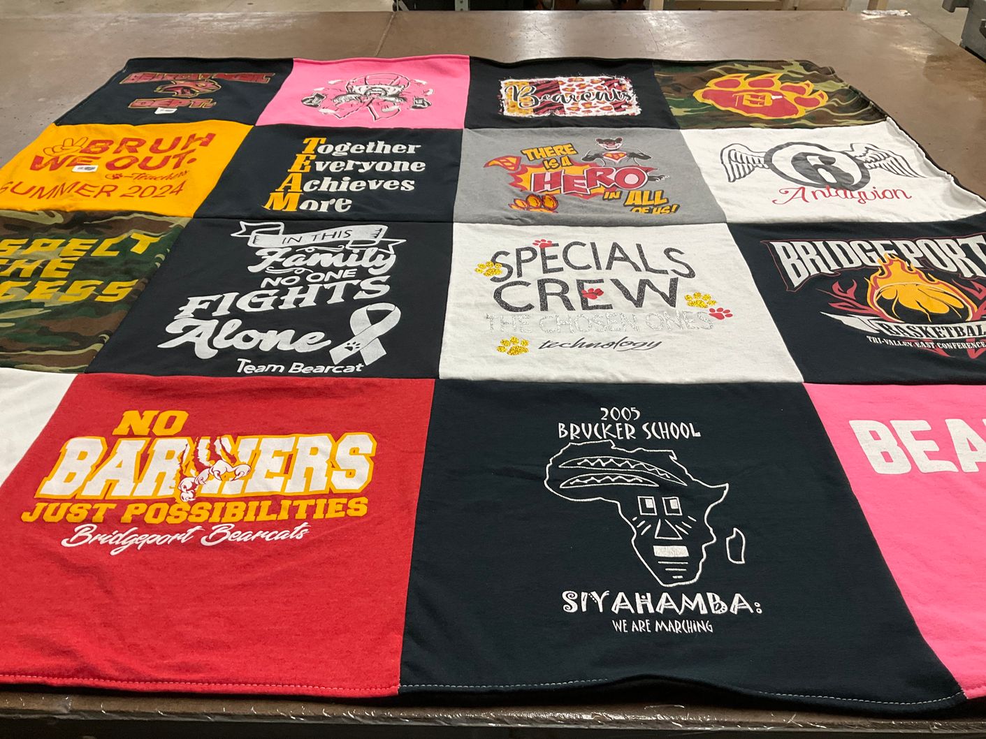 T-shirt quilt featuring bridgeport basketball by Stacie from MI
