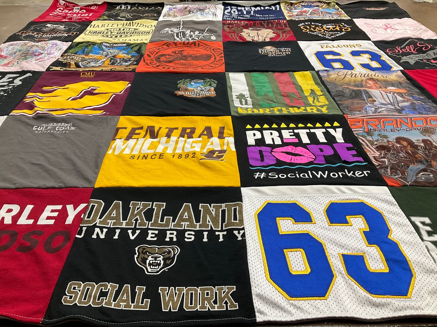 T-shirt quilt from central michigan university, oakland university by Rae from MI