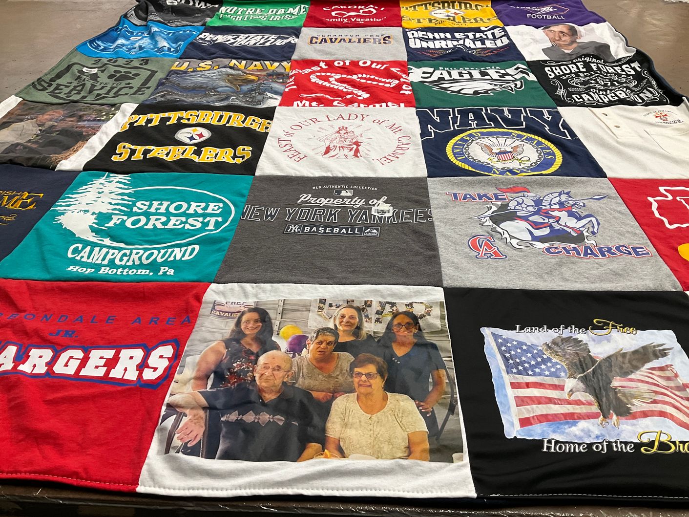 T-shirt quilt featuring pittsburgh steelers, navy football by Lori from PA