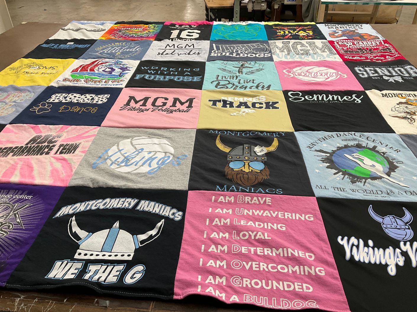 T-shirt quilt featuring vikings volleyball team, montgomery maniac team by Rachel from AL