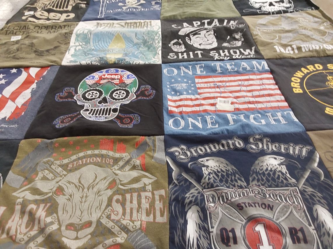 T-shirt quilt with law enforcement, outdoors themes by scot from FL