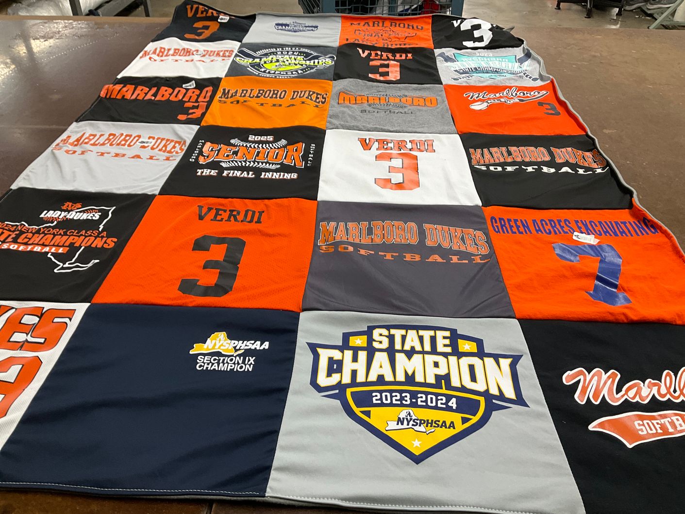 T-shirt quilt featuring marlboro dukes softball by Christine from NY