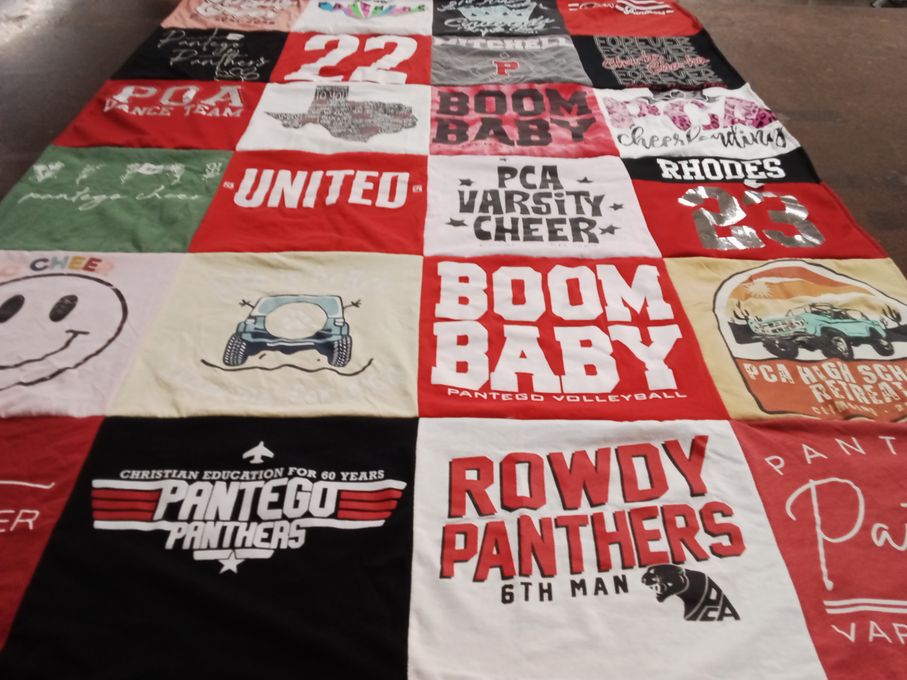 T-shirt quilt featuring pantego panthers by Lane C from TX
