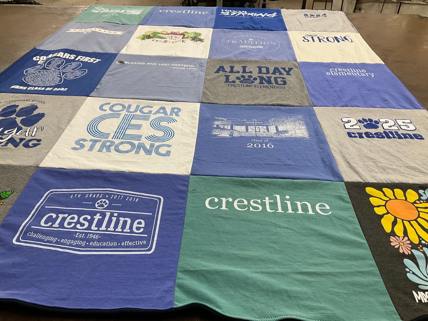 T-shirt quilt featuring crestline cougars by Elizabeth from AL