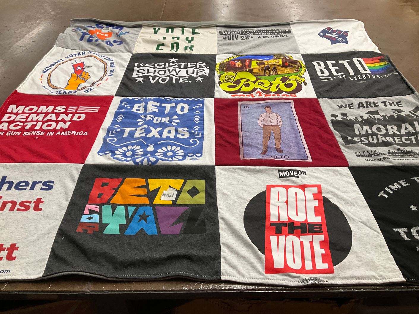 T-shirt quilt with voting, politics themes by Claudia from TX