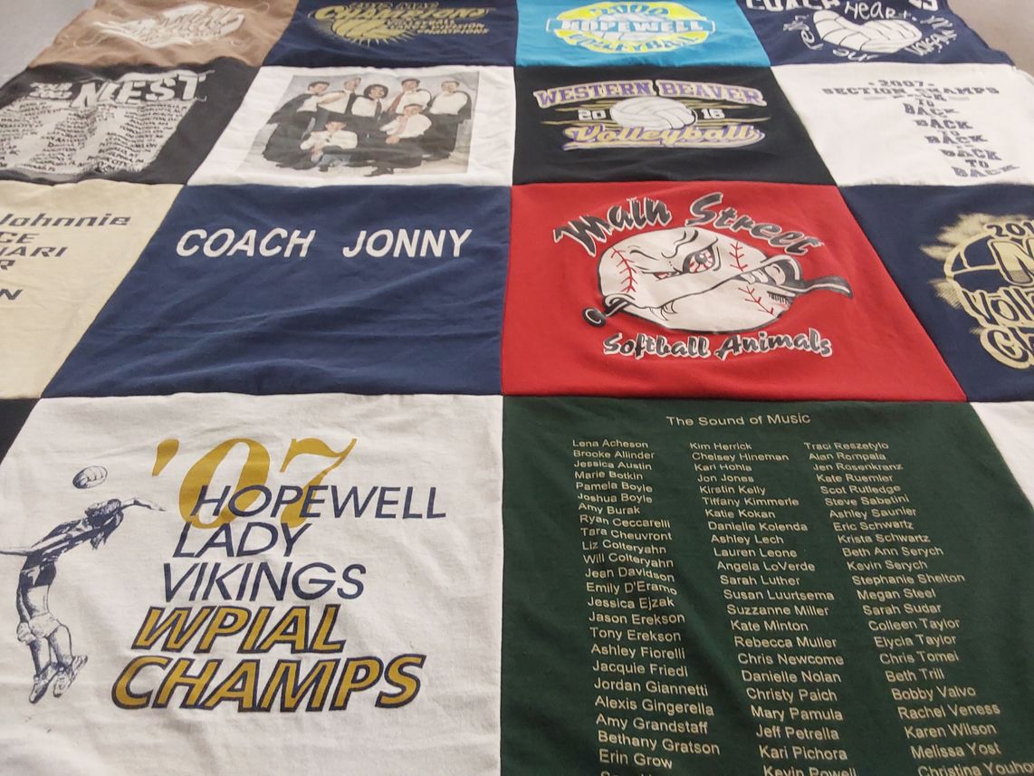 T-shirt quilt featuring hopewell lady vikings by Joyce from PA