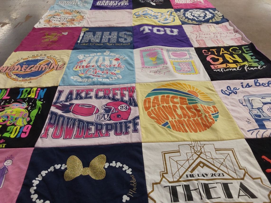T-shirt quilt from lake creek high school, tcu by Lori from TX