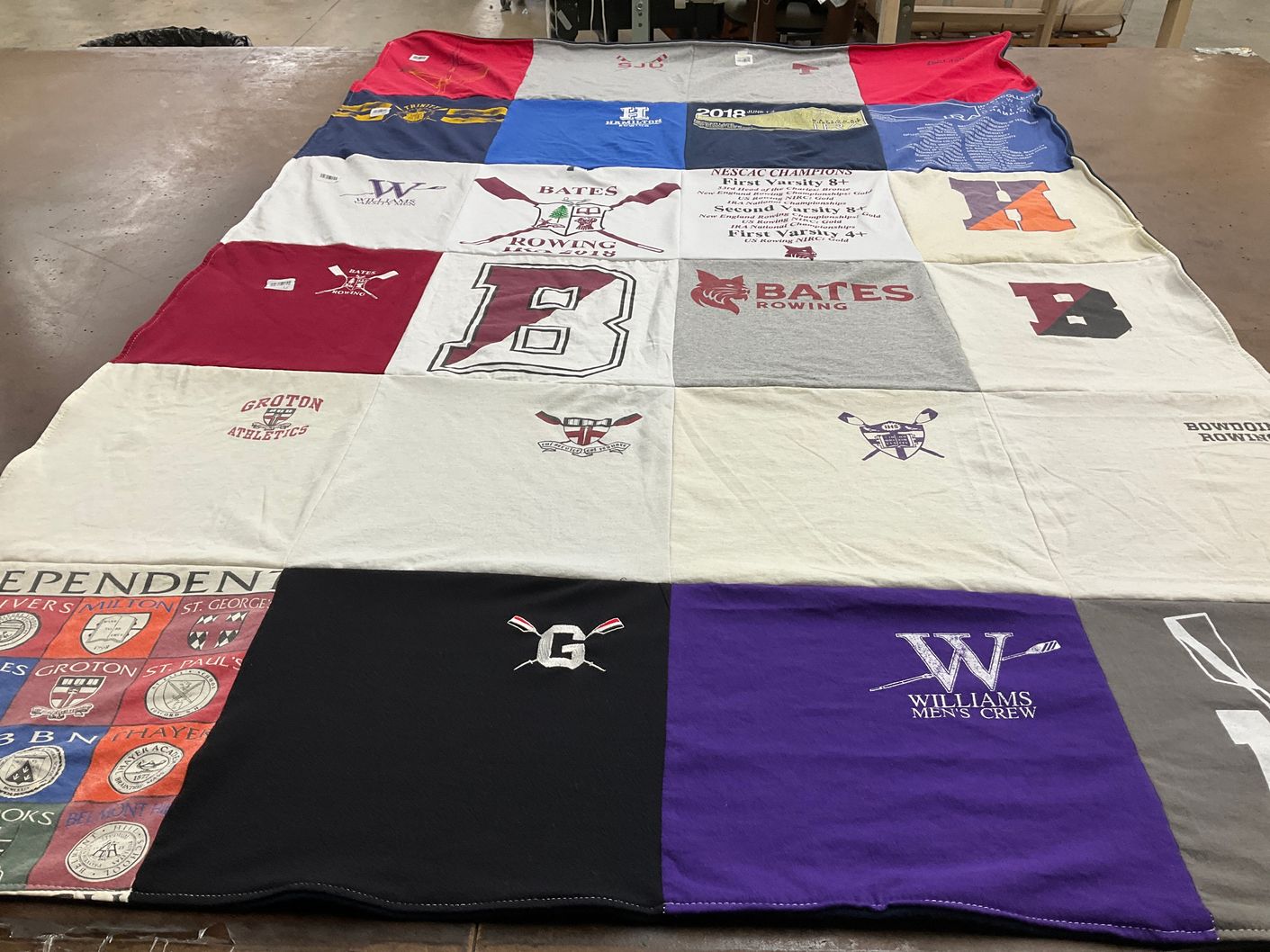 T-shirt quilt featuring williams men's crew, bates rowing by laura from MA