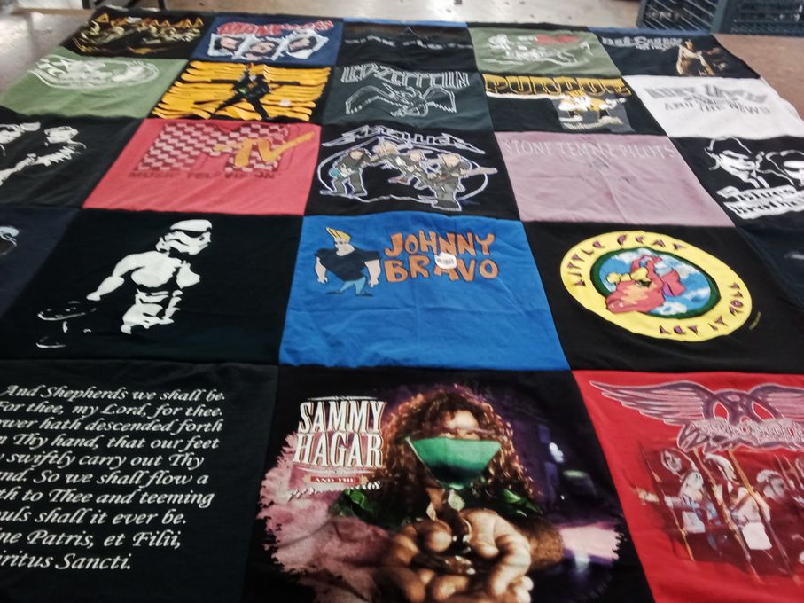 T-shirt quilt with music, cartoons themes by Greg from TX