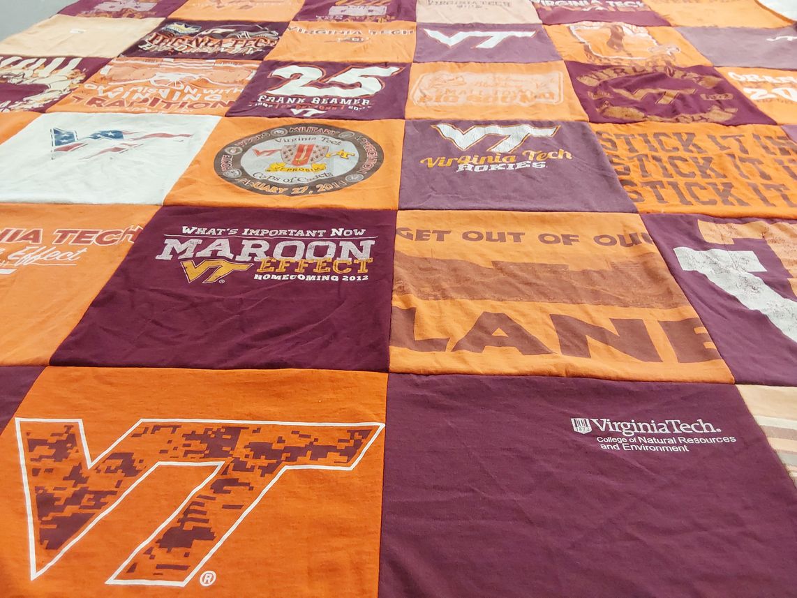 T-shirt quilt featuring virginia tech hokies by Corrine from VA