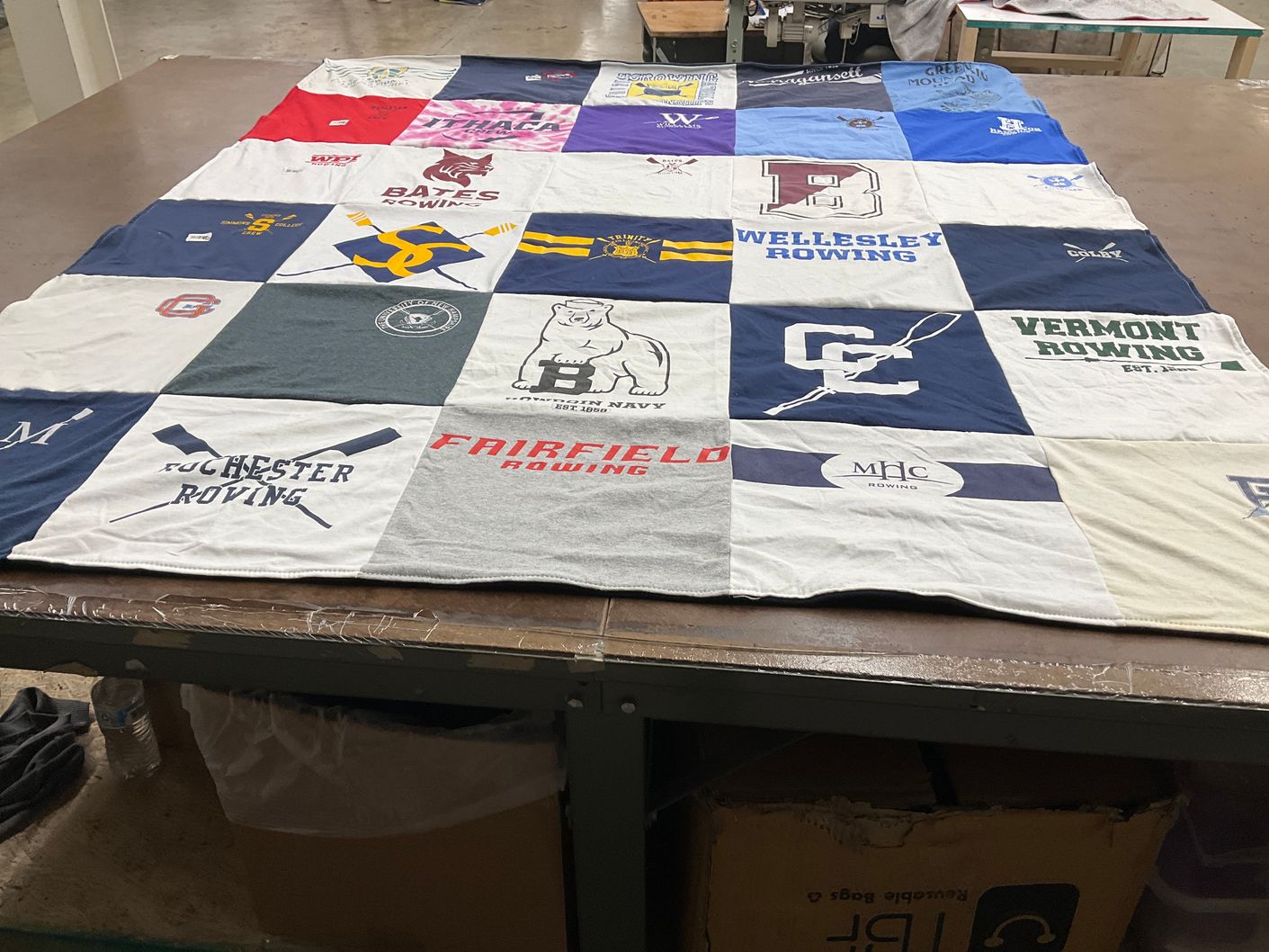 T-shirt quilt from bates college, fairfield university by laura from MA