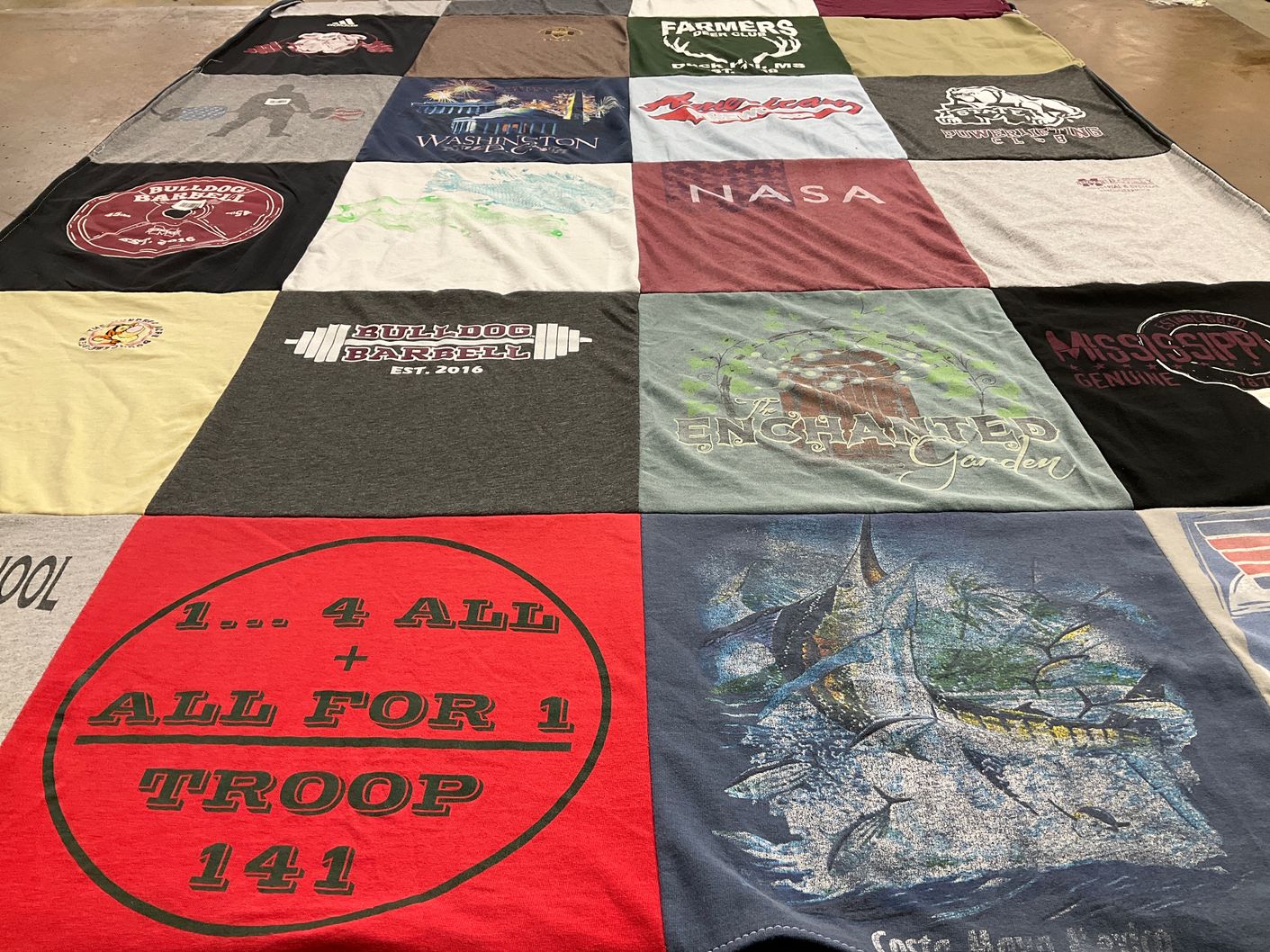 T-shirt quilt from washington university by Rebecca from MS