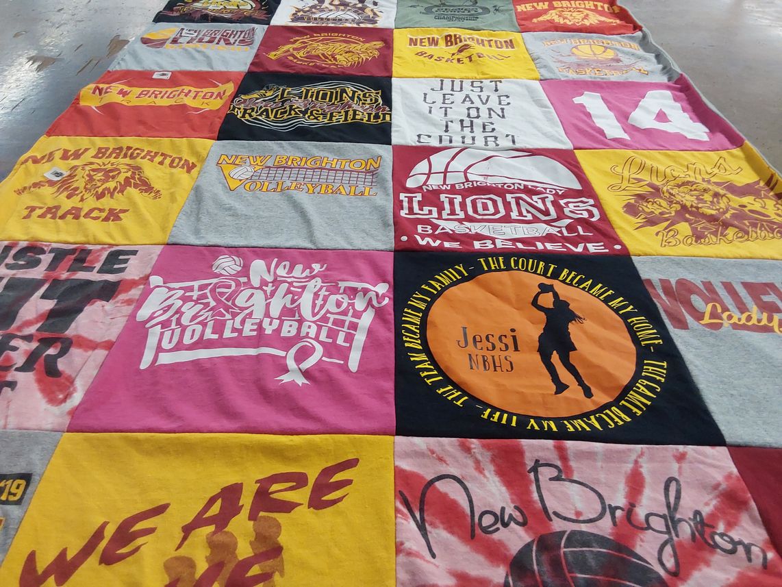 T-shirt quilt featuring new brighton lions basketball, new brighton lions volleyball by Molly from PA