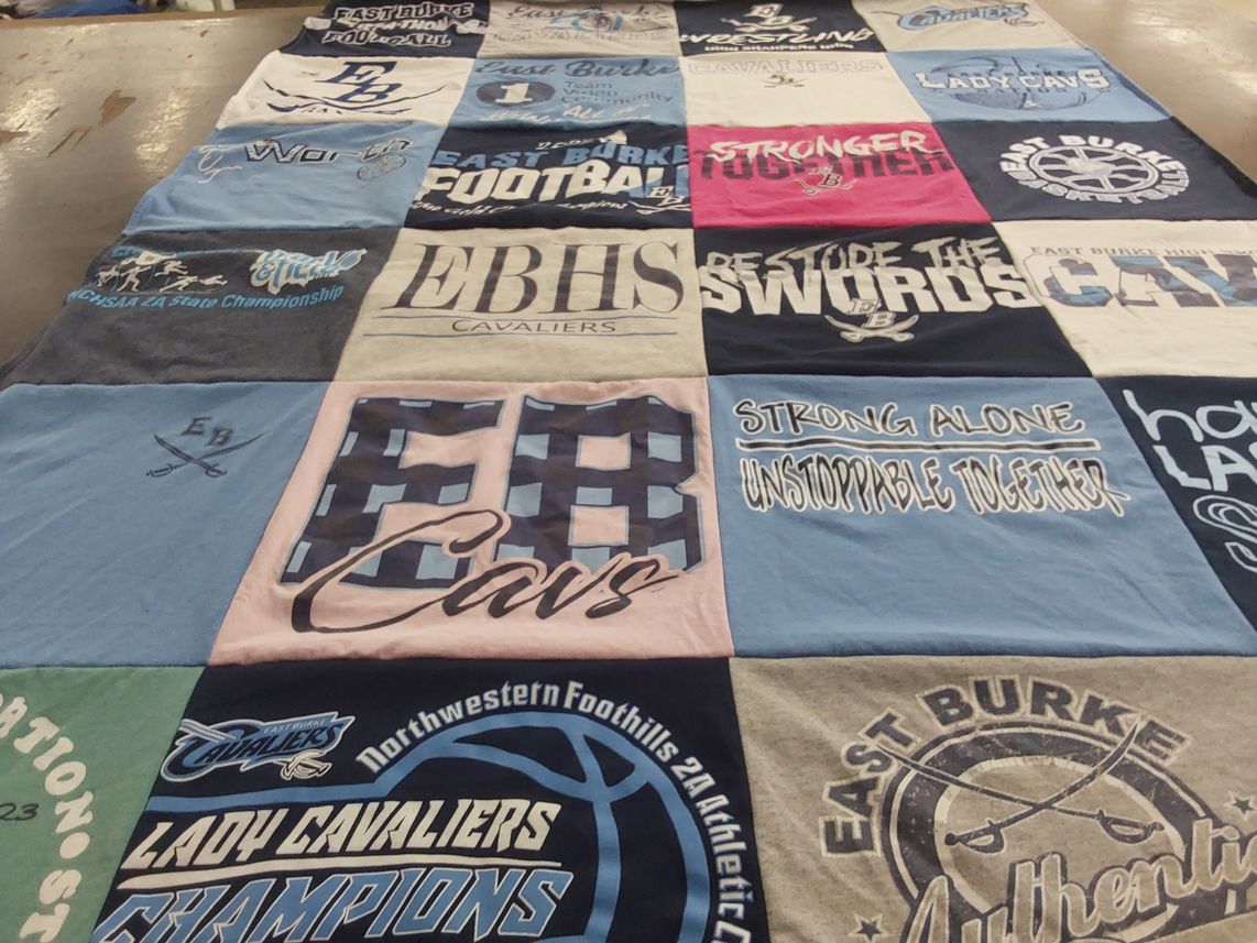 T-shirt quilt featuring east burke cavaliers, lady cavaliers by Katie from NC