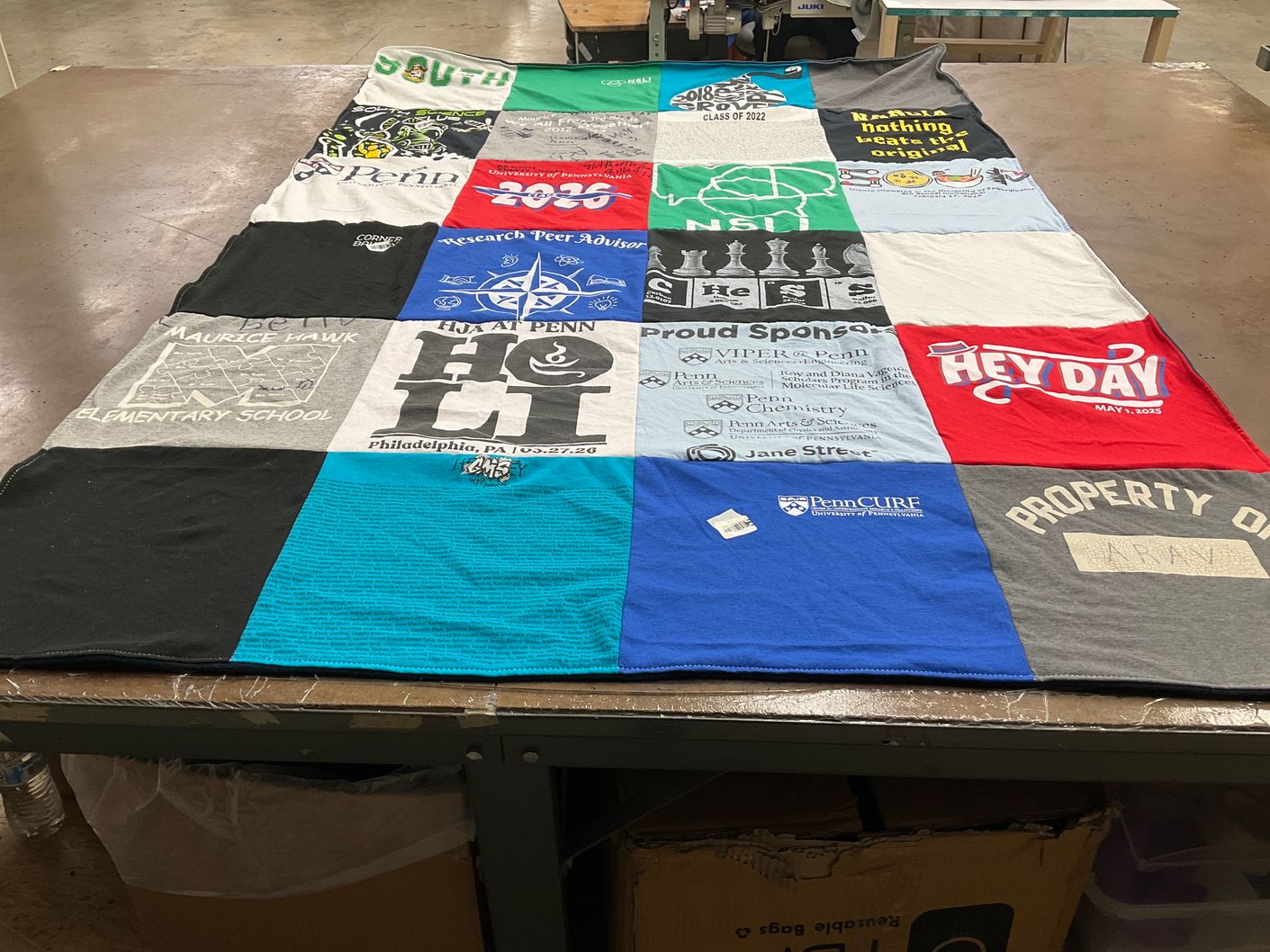 T-shirt quilt from university of pennsylvania by Shachi from NJ