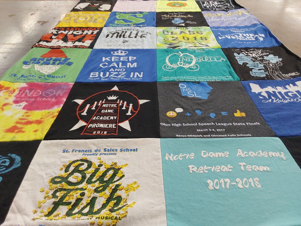 T-shirt quilt from notre dame academy, st francis de sales school by Noah from IN