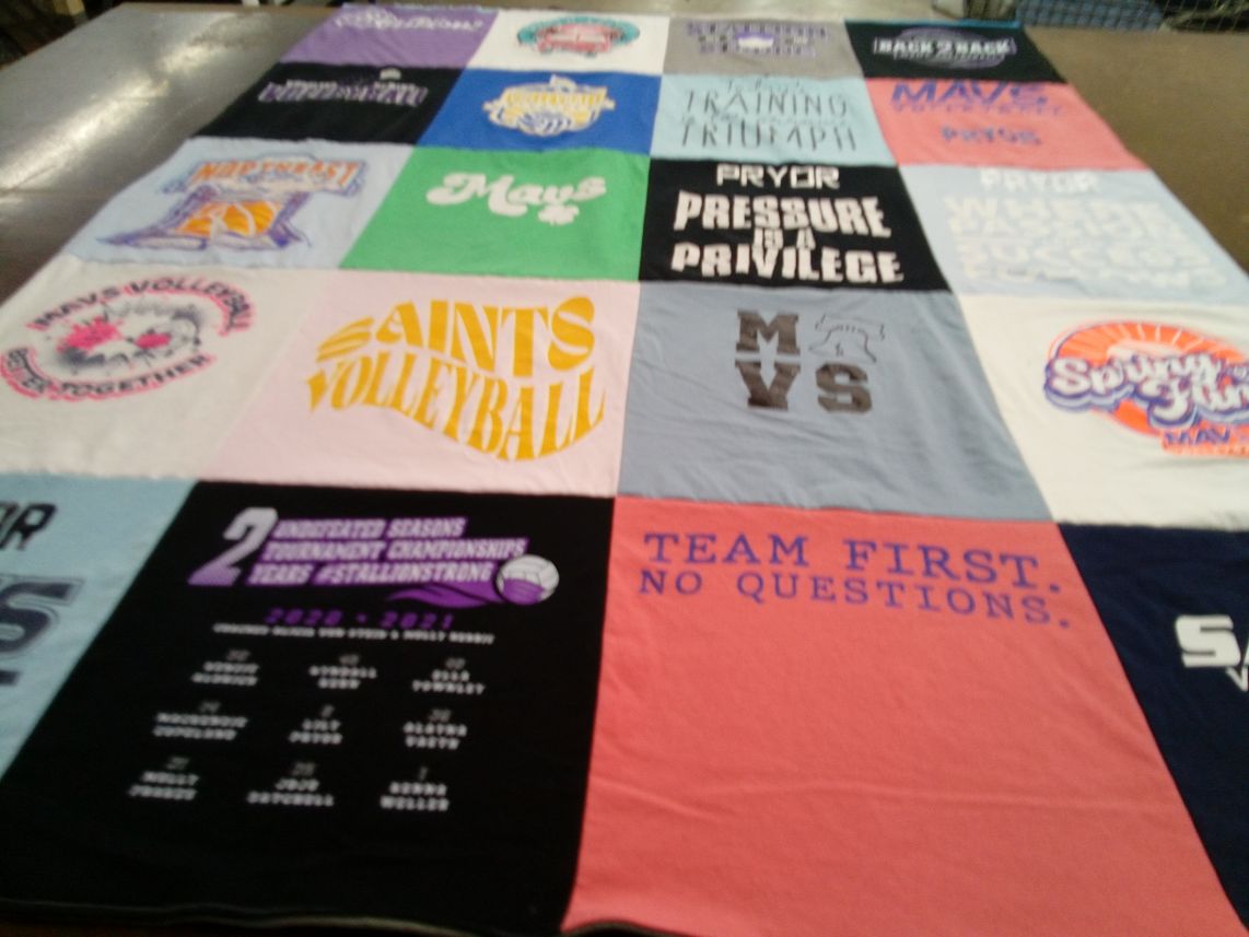 T-shirt quilt from mavs volleyball, saints volleyball by Lisa from KS