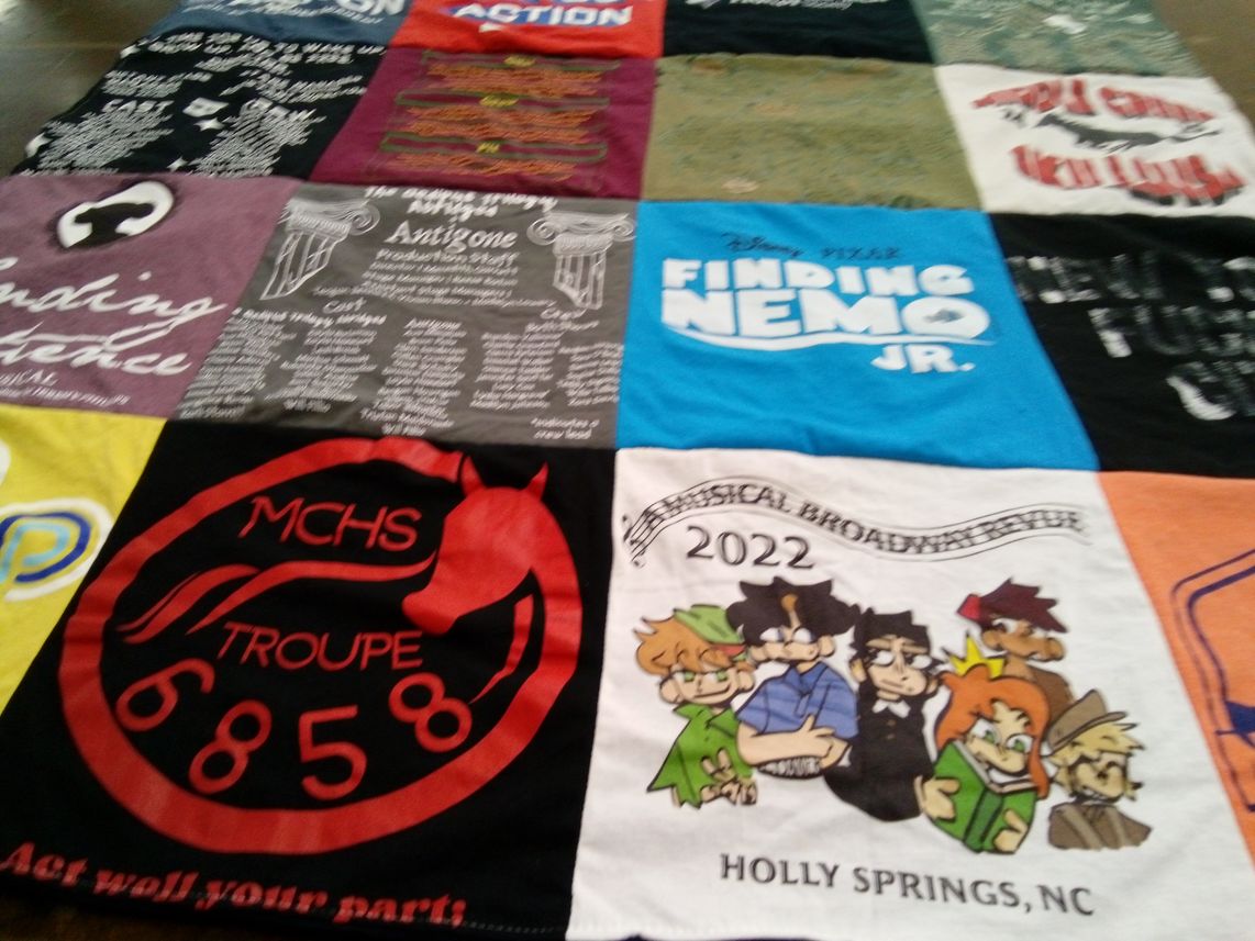 T-shirt quilt from morrisville high school by Sam from NC