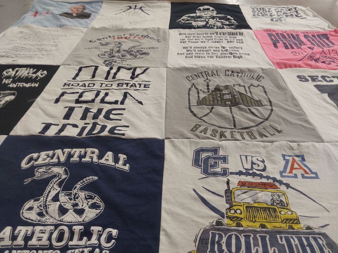 T-shirt quilt from central catholic high school by Ralph from TX
