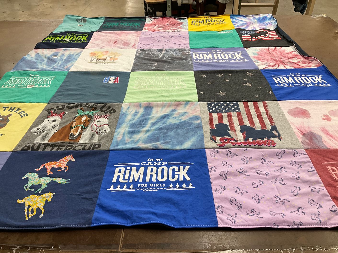 T-shirt quilt with horses, camping themes by Shanna from VA
