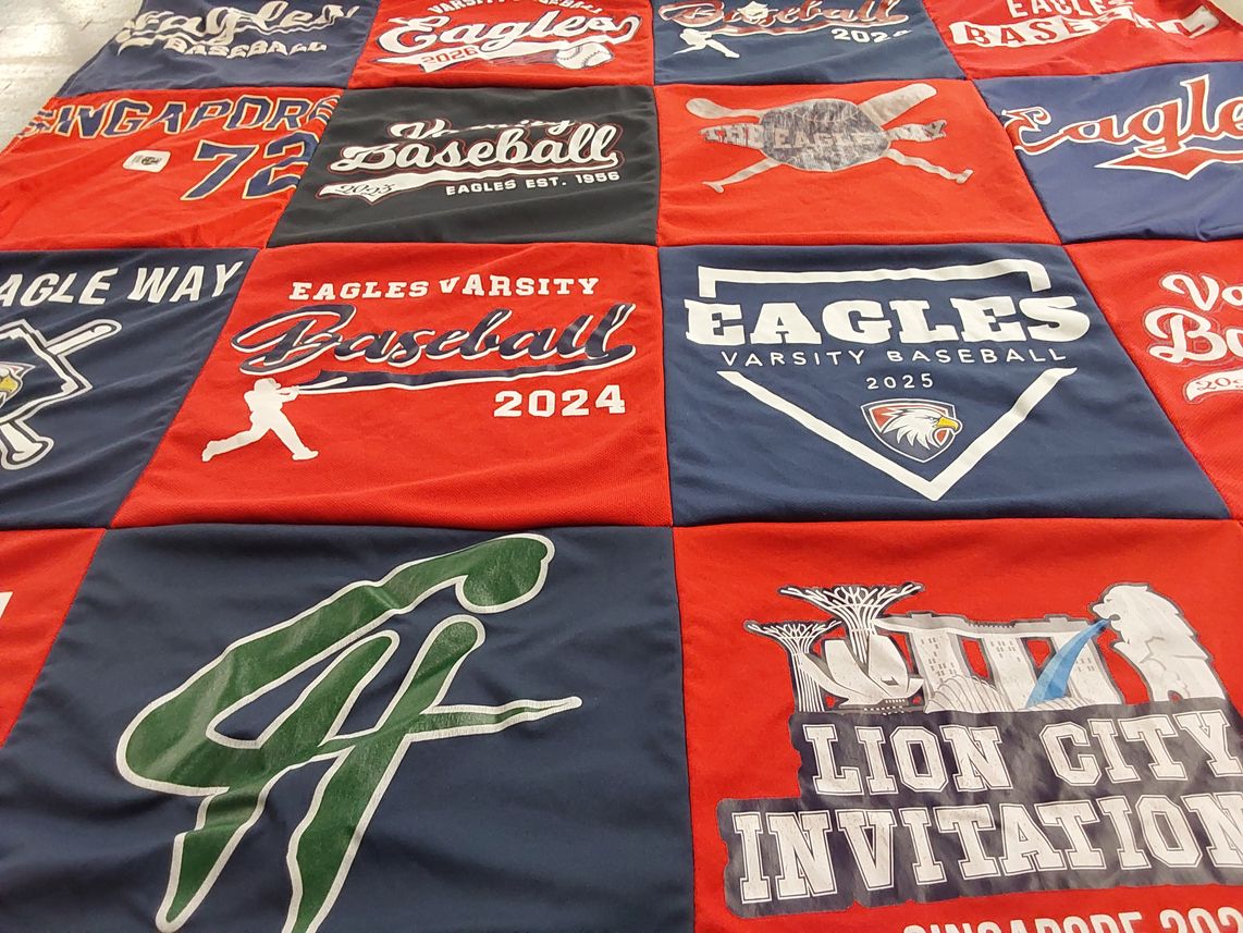 T-shirt quilt featuring eagles varsity baseball by Imelda from CA