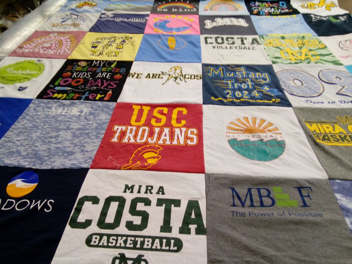 T-shirt quilt featuring usc trojans, mira costa high school basketball by Danielle from CA