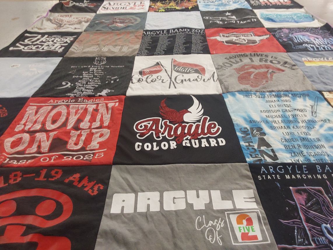 T-shirt quilt from argyle high school by Devra from TX