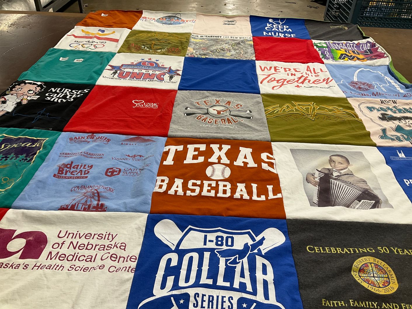 T-shirt quilt featuring texas baseball by Elizabeth from NE