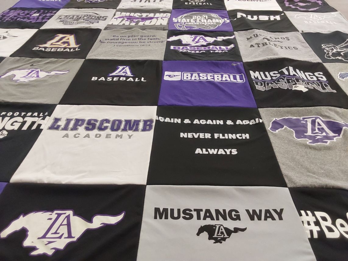 T-shirt quilt featuring mustangs baseball by Stacey from TN