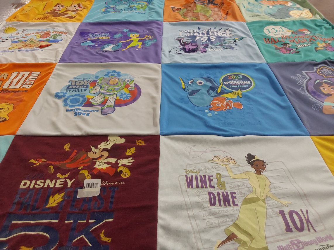 T-shirt quilt with disney, running themes by Jenny from FL