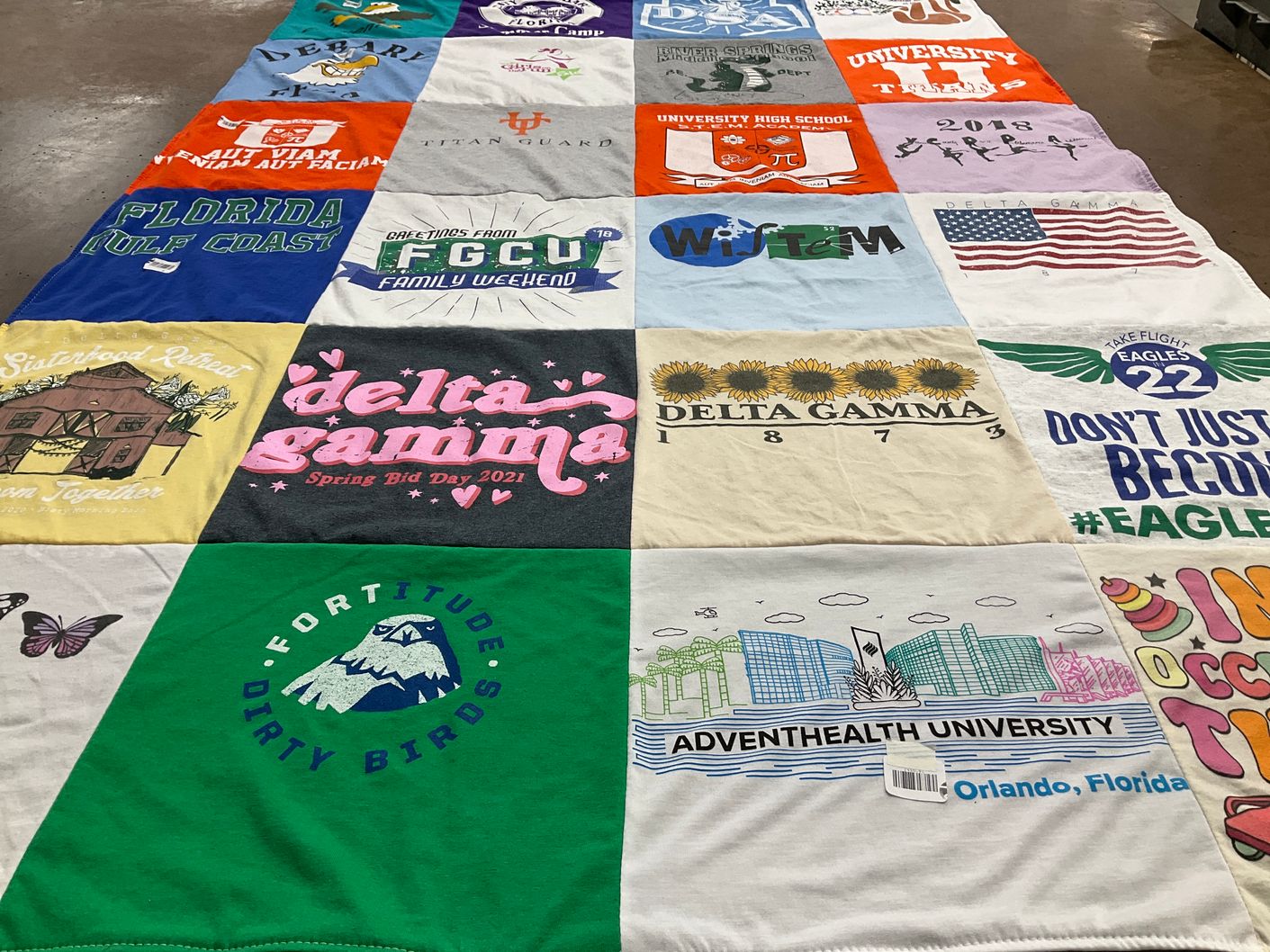 T-shirt quilt from adventhealth university, university high school by Theresa from FL