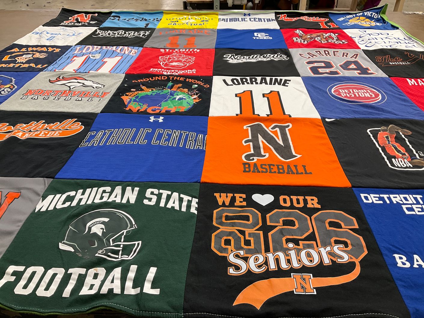 T-shirt quilt featuring northville baseball, michigan state football by Craig from MI