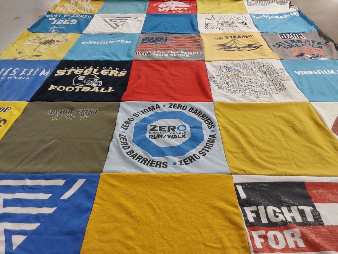 T-shirt quilt featuring pittsburgh steelers football by Pamela from MD