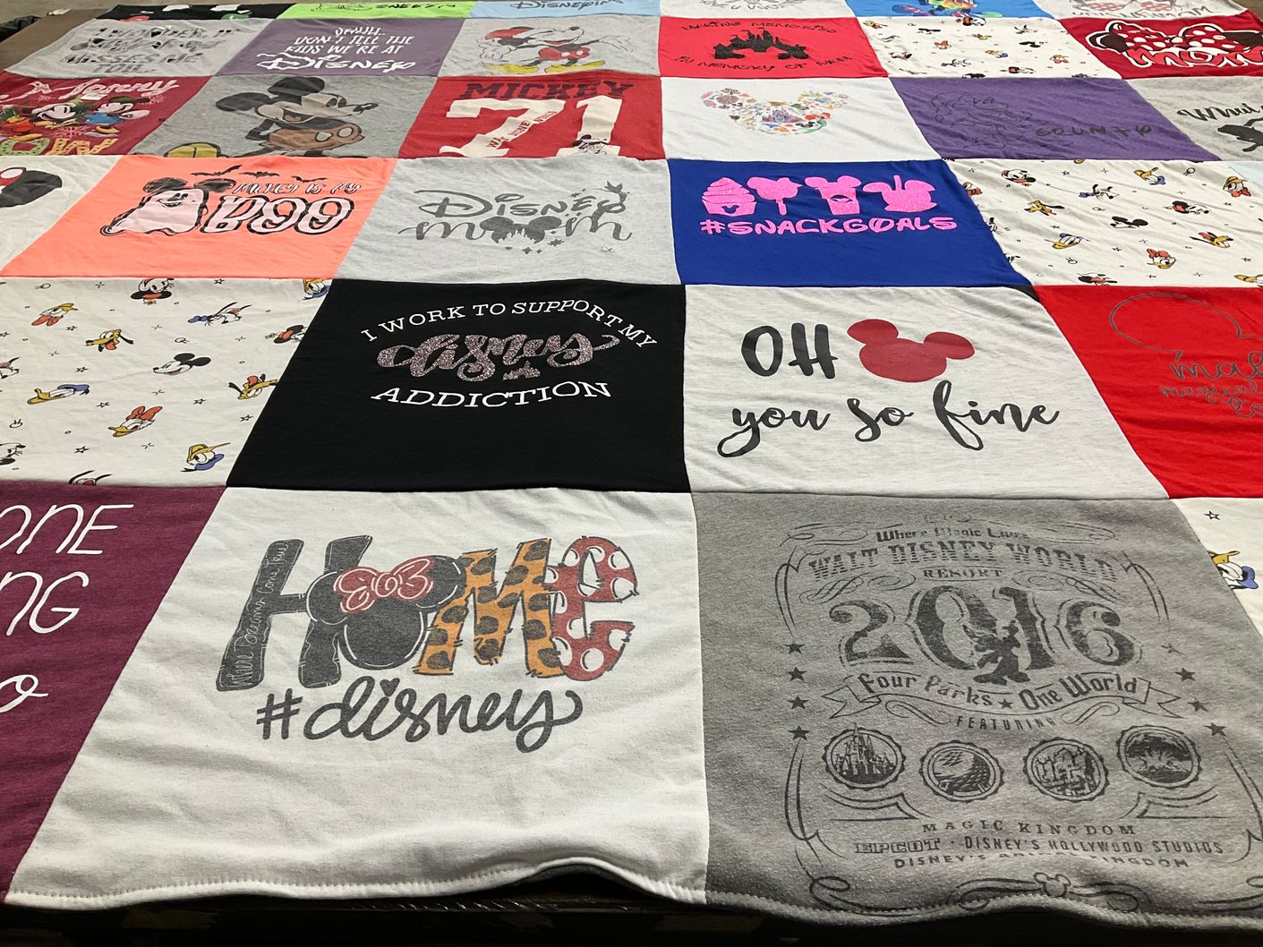 T-shirt quilt with disney, mickey mouse themes by Jessica from TN