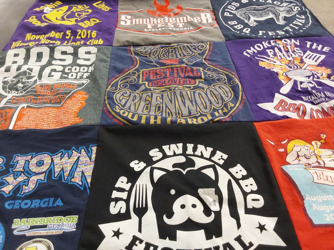 T-shirt quilt with barbecue, cooking themes by Isaiah from GA