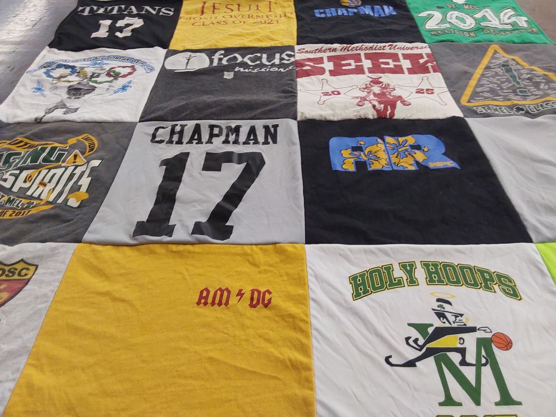 T-shirt quilt from chapman university, southern methodist university by Deidre from CA
