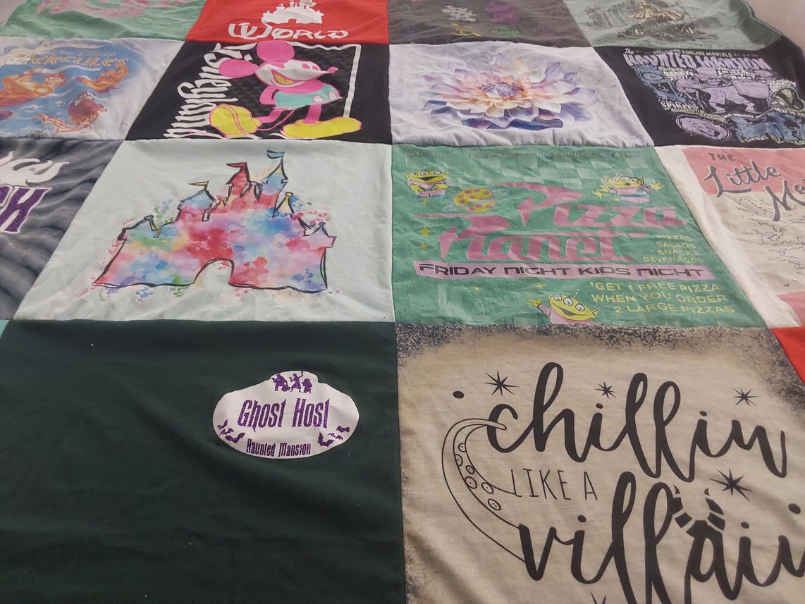 T-shirt quilt with disney, animation themes by Kris from CA