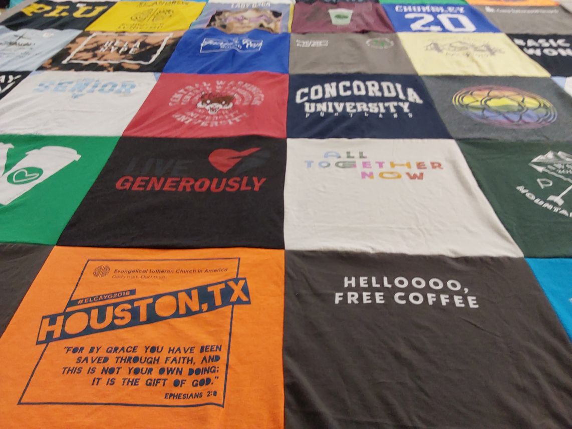 T-shirt quilt from concordia university portland by Sarah from WA