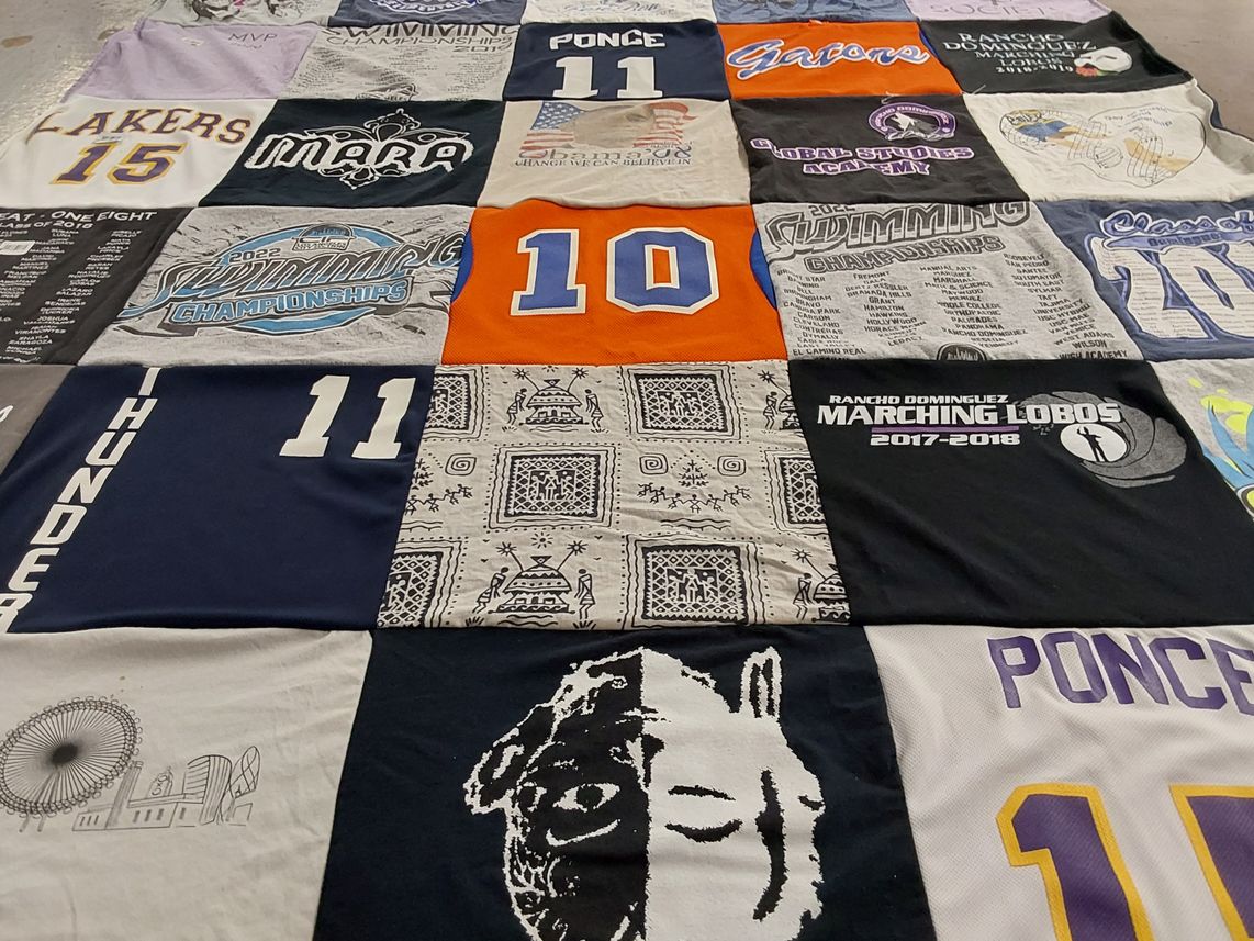 T-shirt quilt featuring los angeles lakers, ponce high school by Maya from CA